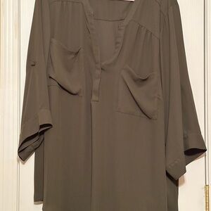 Torrid Harper Women's Olive Green V-Neck Blouse size 5